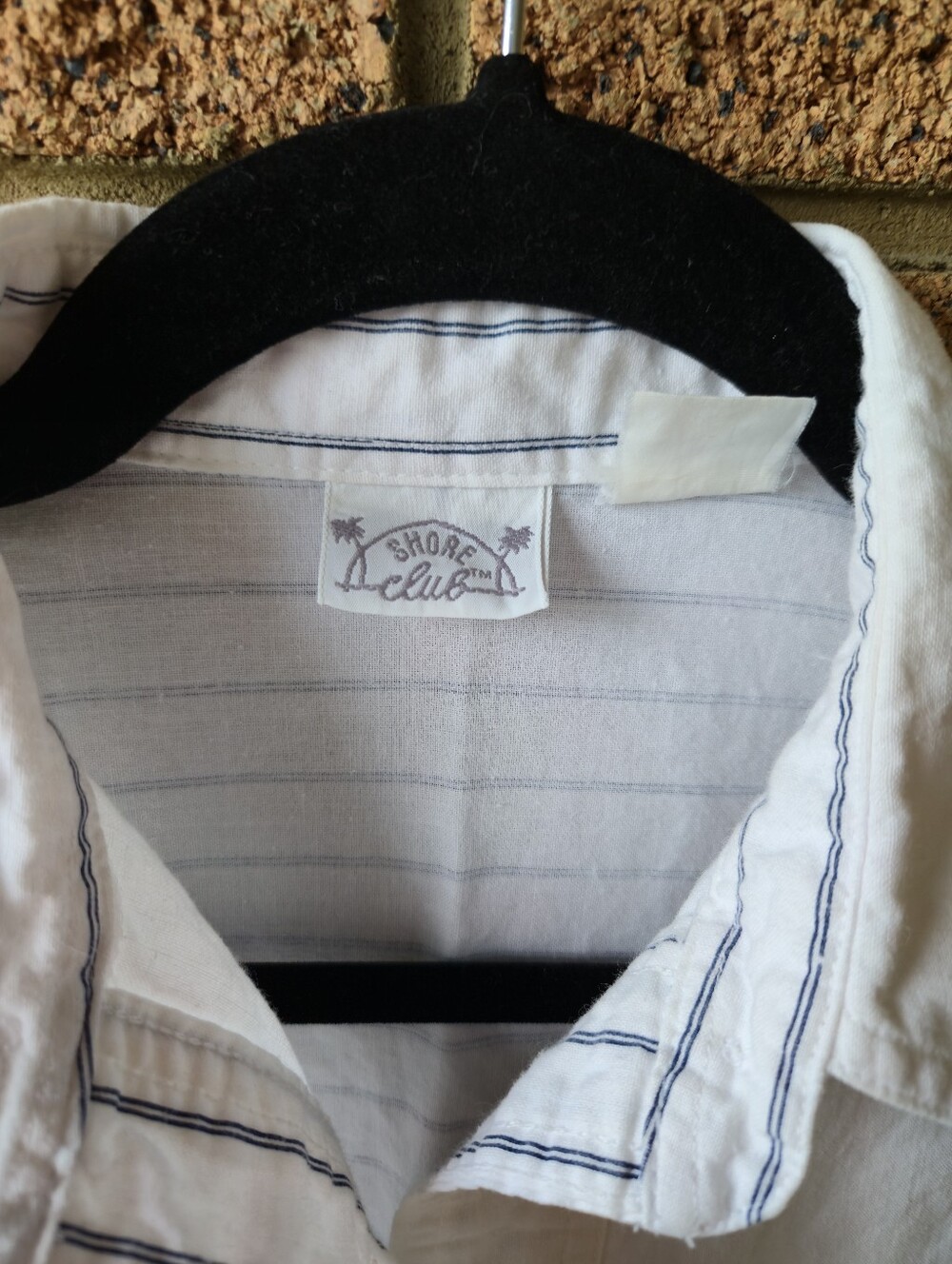 Vintage Shore Club White Short Sleeve Button Down Cropped Split Back Shirt - Picture 3 of 7